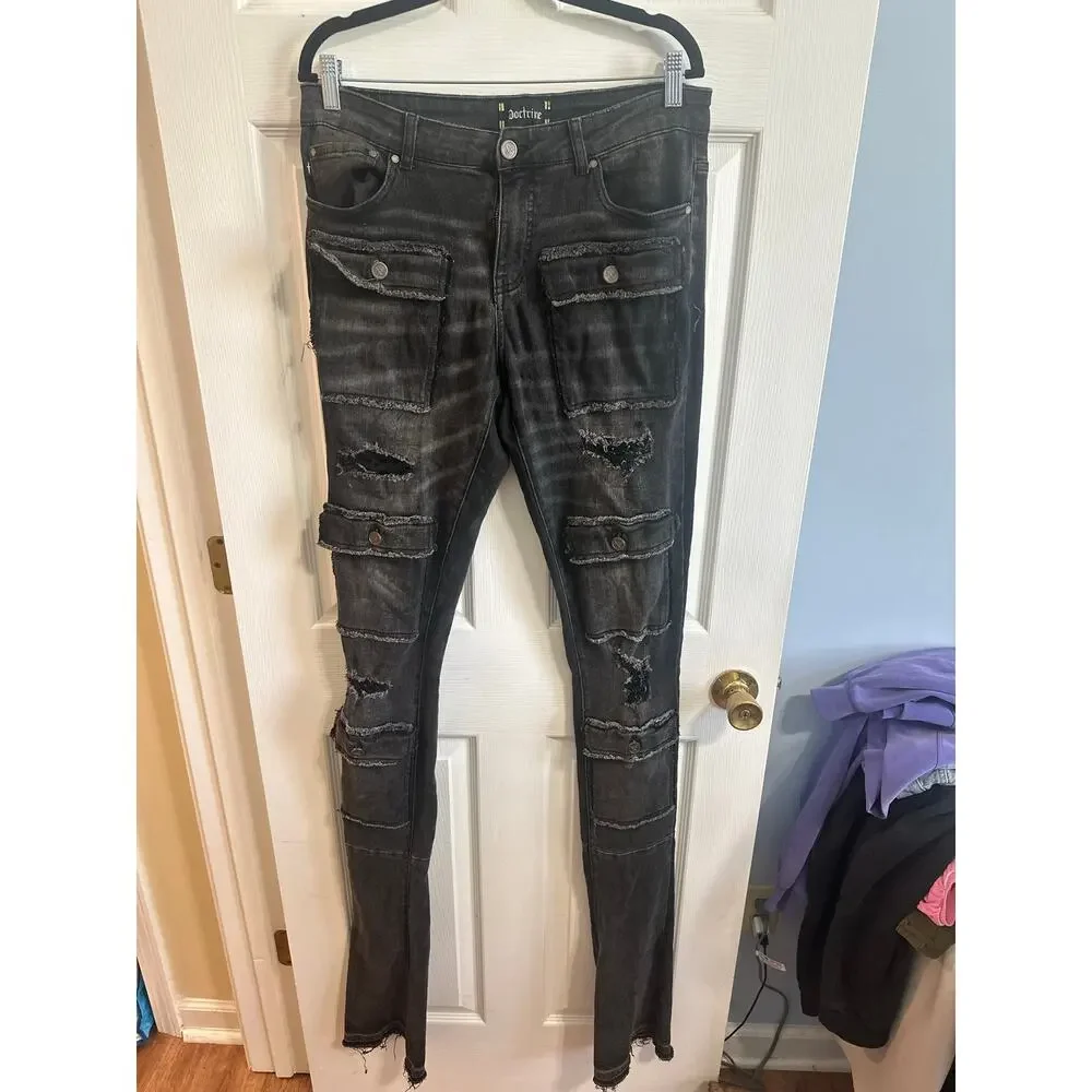 Doctrine Savant Stacked Jeans Black Sz 32 Men’s Denim Streetwear Nice!